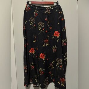 Floral Black Dress with Red and Brown Accents